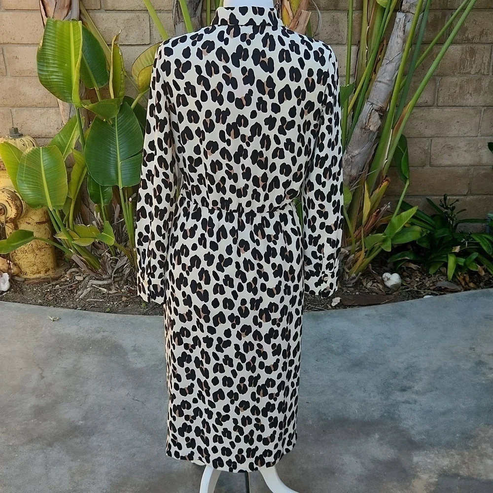 NWT Kate Spade New York Leopard Animal Print Midi Shirt Dress Belted 6
